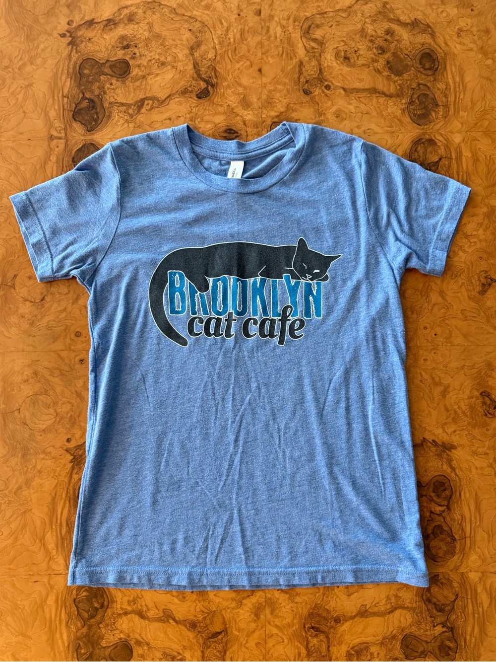Brooklyn Cat Cafe Blue Tri-Blend Tee Youth Size M 10-12